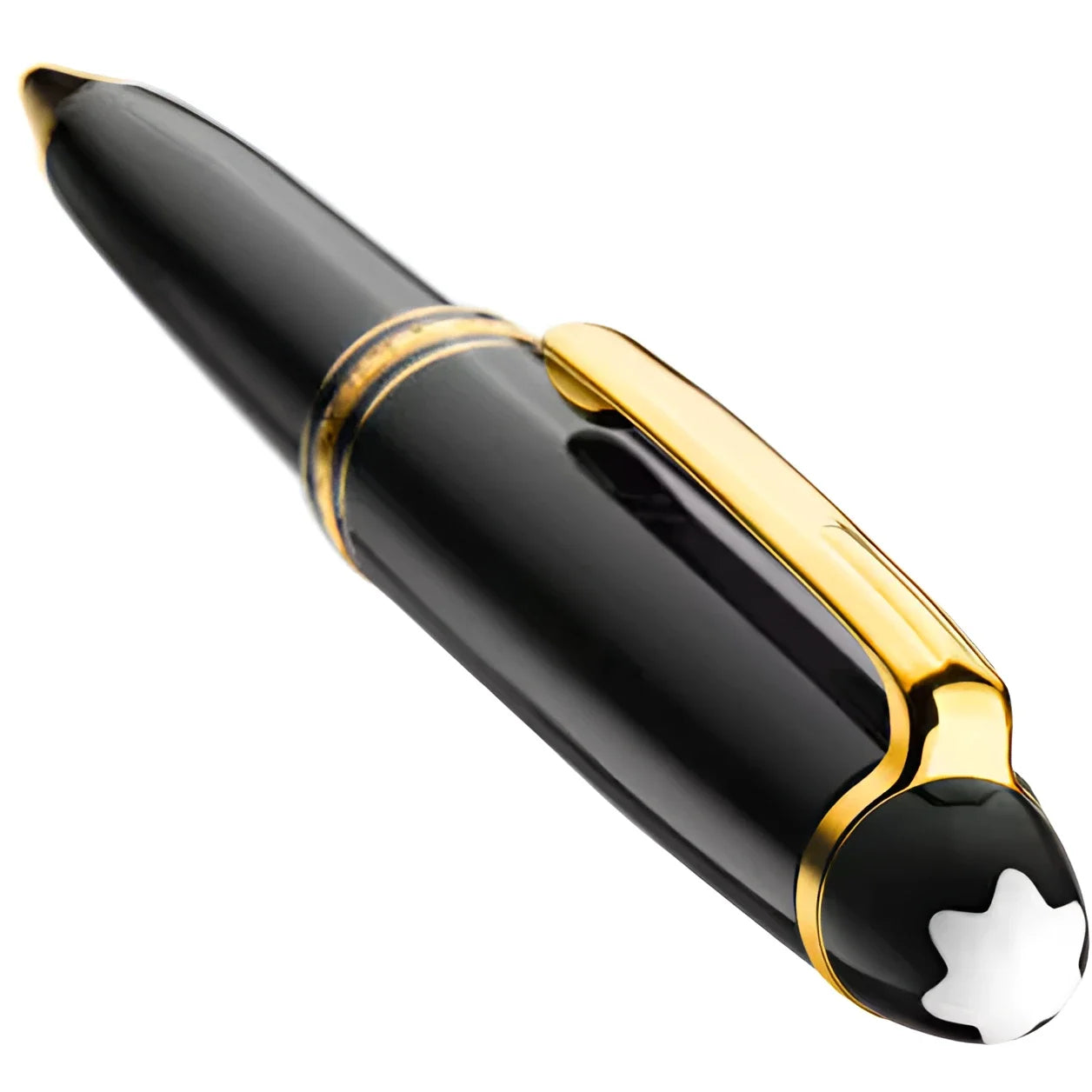 Montblanc portamine meisterstück gold-coated classique 0,7mm nero con dettagli dorati e stella bianca sul cappuccio