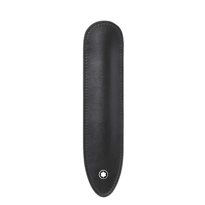 Custodia montblanc astuccio per 1 strumento da scrittura meisterstück in morbida pelle nera con logo montblanc