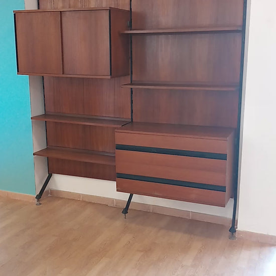 Sistema a parete modulare "Urio" di Ico e Luisa Parisi per MiM 1957, Libreria due moduli, Italia 60's