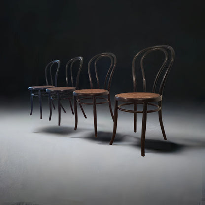 Set di 4 sedie da pranzo in faggio curvato nello stile thonet italia con struttura elegante e resistente