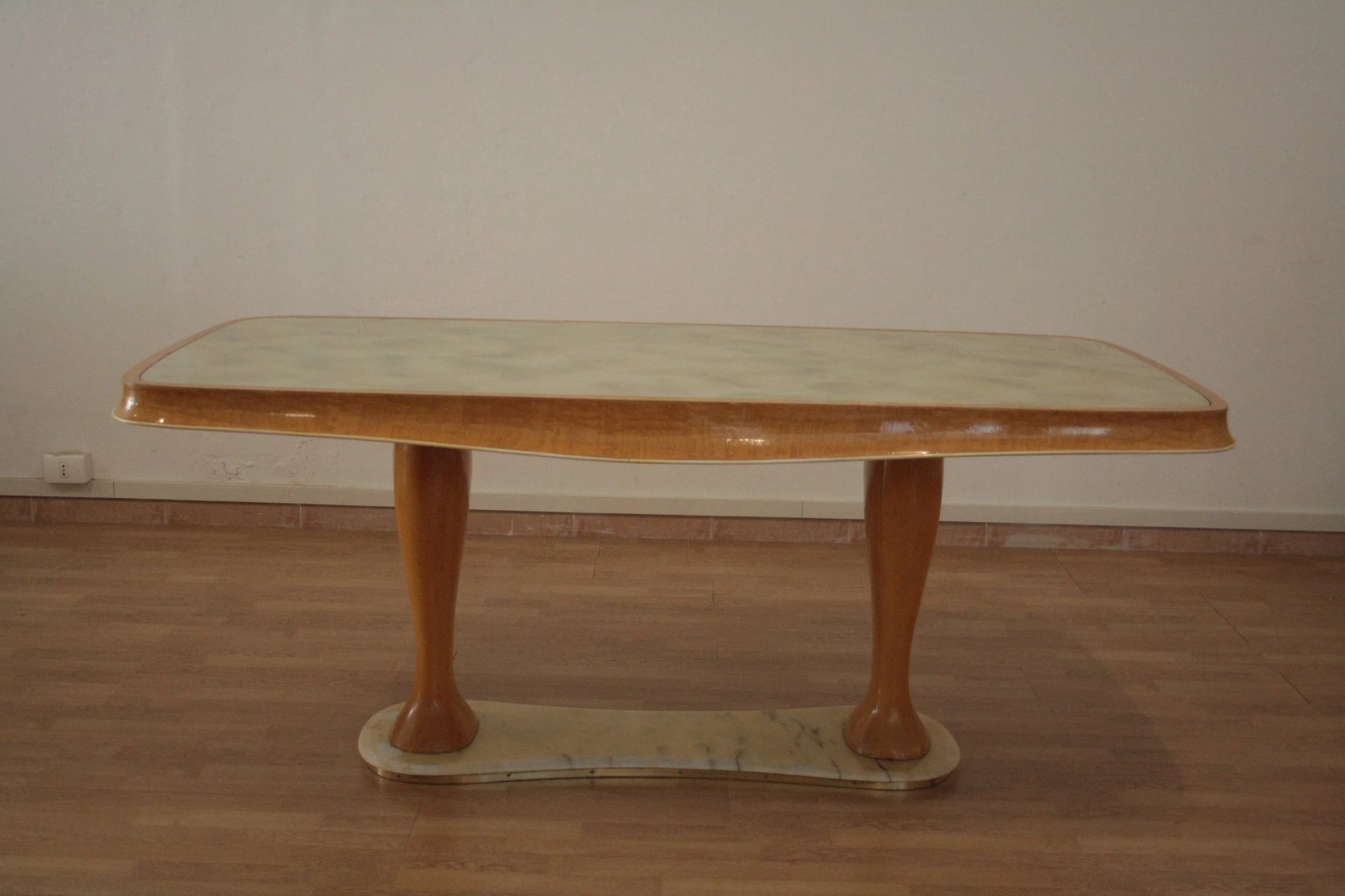 Tavolo da pranzo mid-century moderno di vittorio dassi con gambe curve in legno, anni 50, dario raia antiquariato