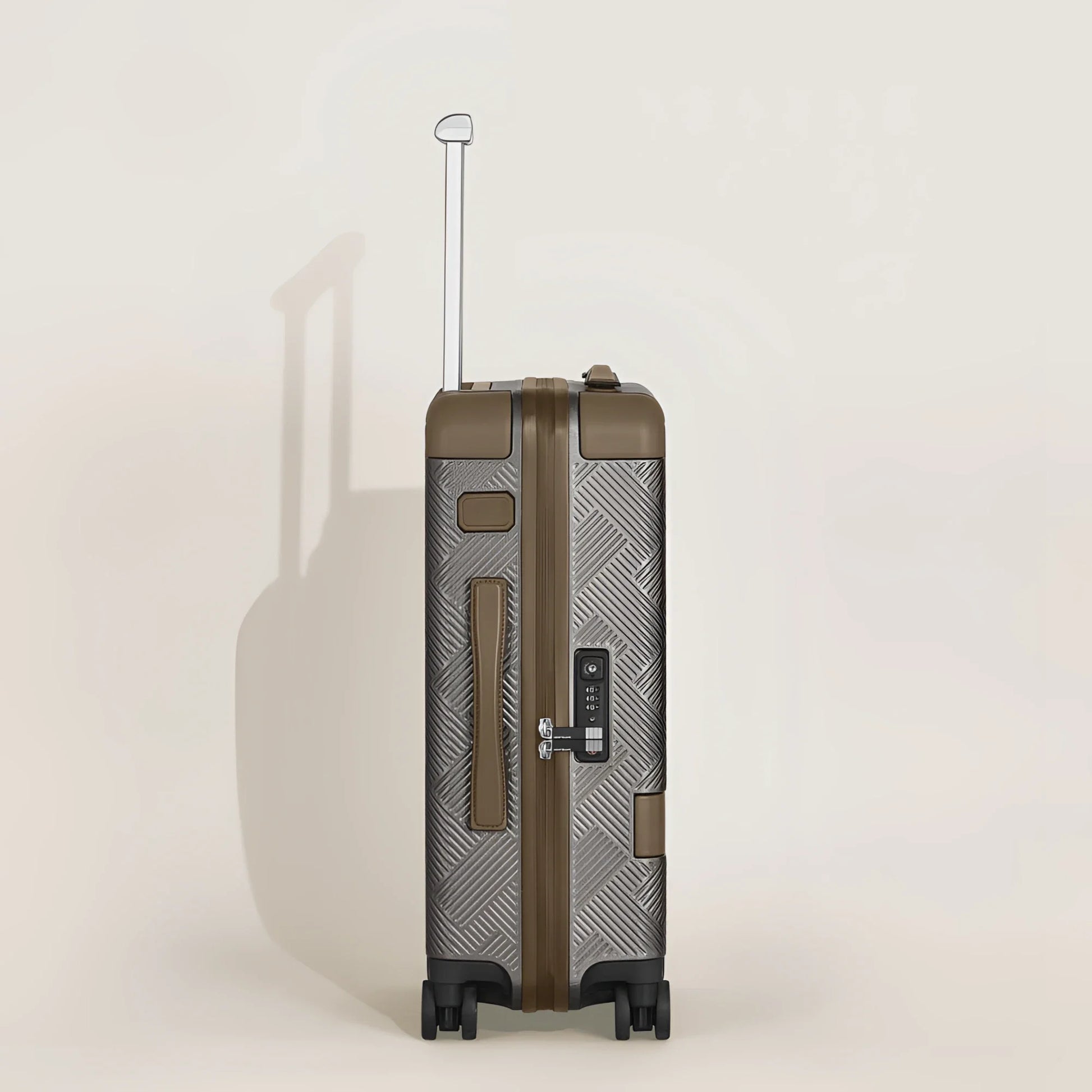 Montblanc trolley da cabina compatto con guscio rigido argento e verde oliva a spina di pesce per la prossima avventura