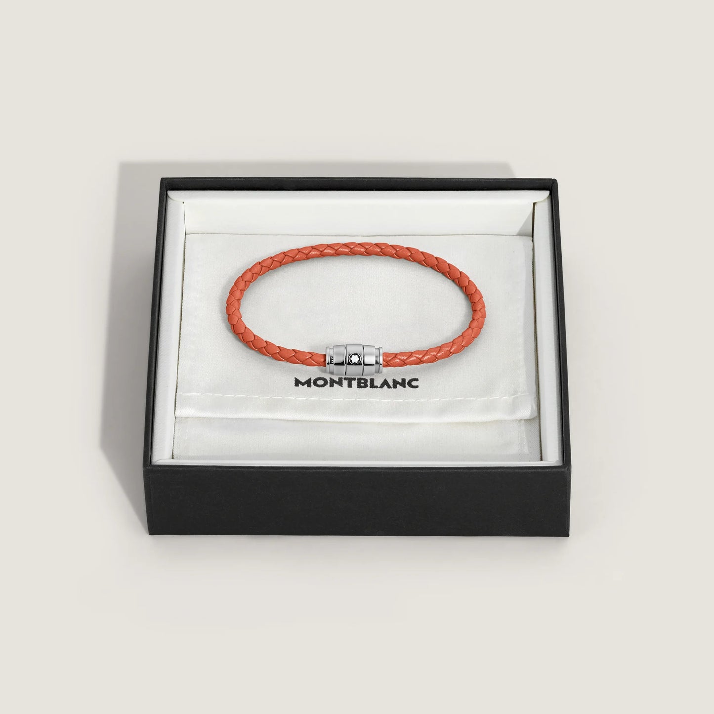 Montblanc Meisterstück Cayenne 3-ringigt stål- och läderarmband storlek S 13429160
