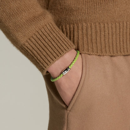 Montblanc Meisterstück Lime 3-ringigt stål- och läderarmband storlek L 13429268