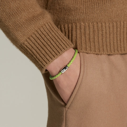 Montblanc Meisterstück Lime 3-ringigt stål- och läderarmband storlek L 13429268