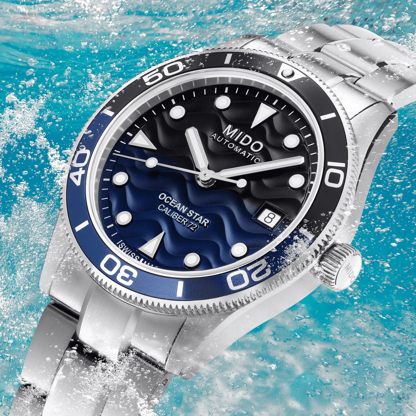 Mido Ocean Star 39mm blå automatisk stålklocka M026.907.11.041.00