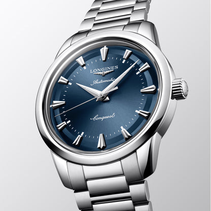 Longines Heritage 40mm blå stålautomatisk klocka L1.650.4.92.6