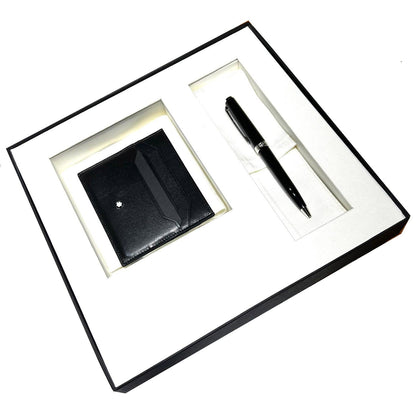 Montblanc set Pix-kula och kreditkortshållare 6cc Meisterstück svart 137793