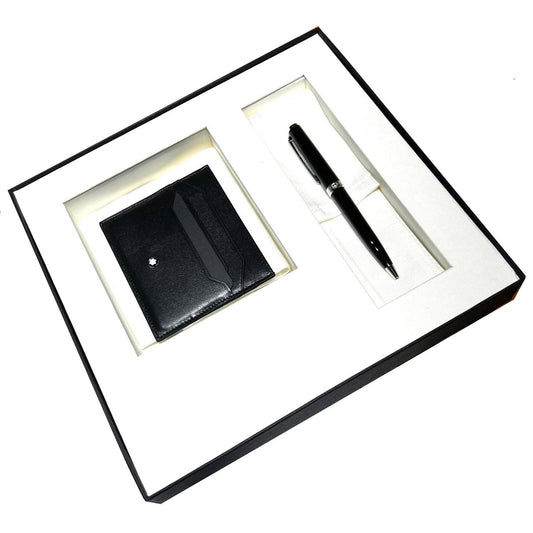 Montblanc set Pix-kula och kreditkortshållare 6cc Meisterstück svart 137793