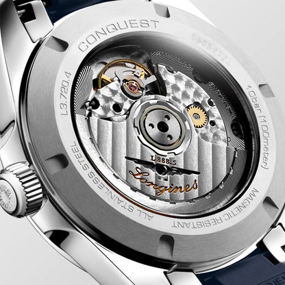 Longines Conquest 38mm blå automatisk stålklocka L3.720.4.92.9