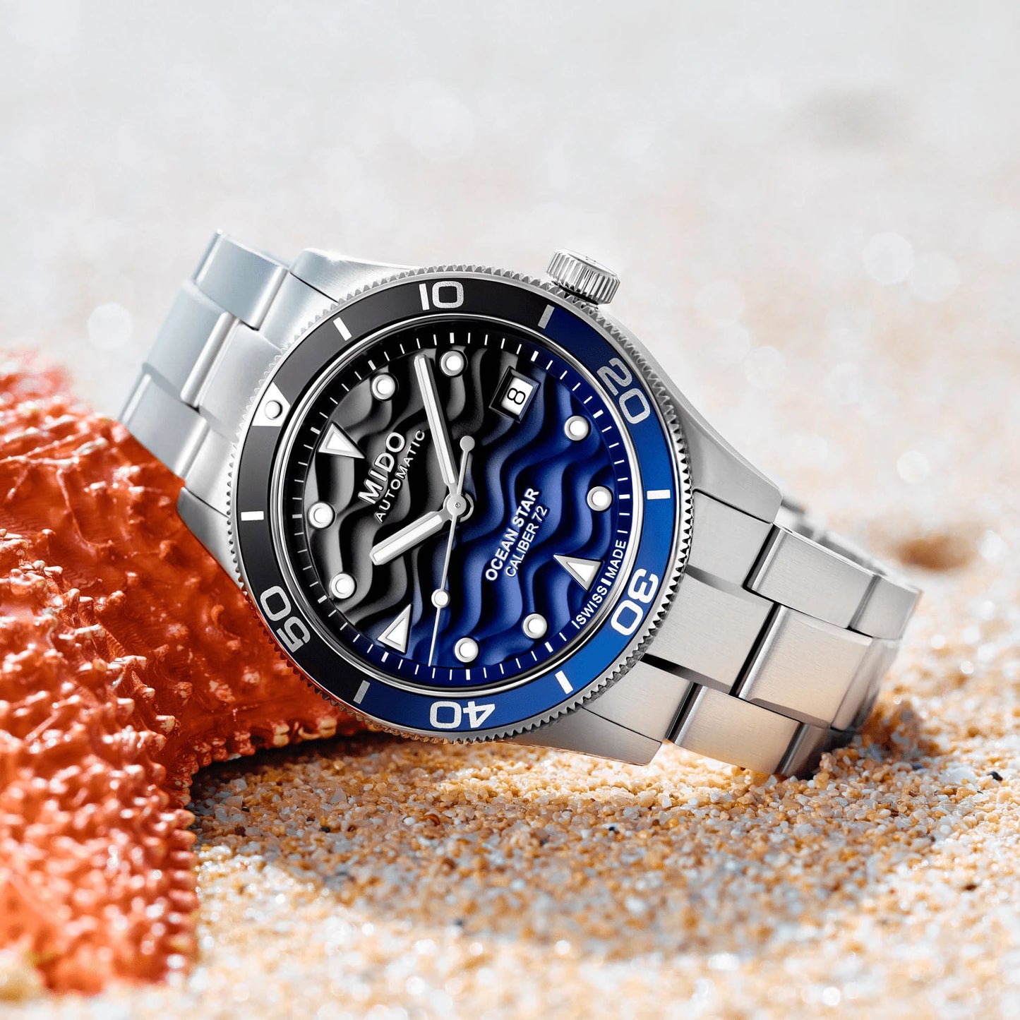 Mido Ocean Star 39mm blå automatisk stålklocka M026.907.11.041.00