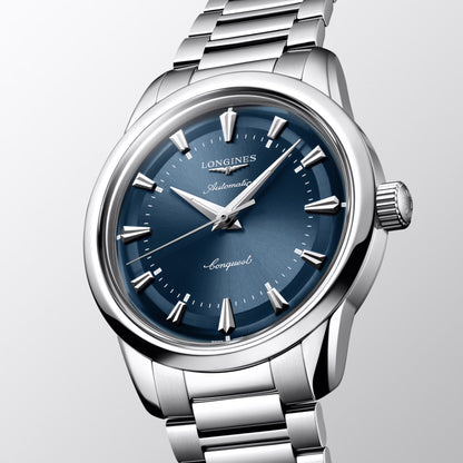 Longines orologio Conquest Heritage 38mm blu automatico acciaio L1.649.4.92.6