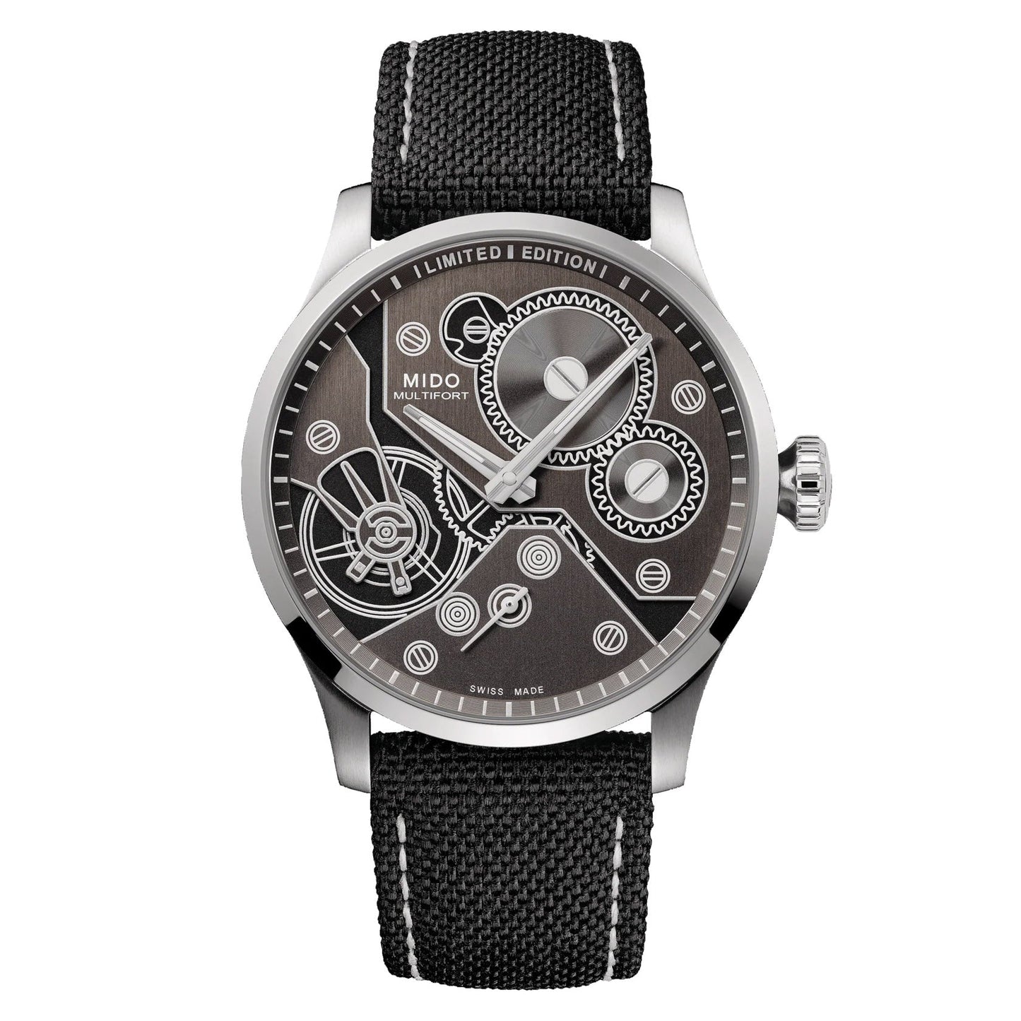 Mido Multifort mekanisk klocka Limited Edition 999 delar 44 mm antracit manuell uppdragning stål M038.605.11.060.00