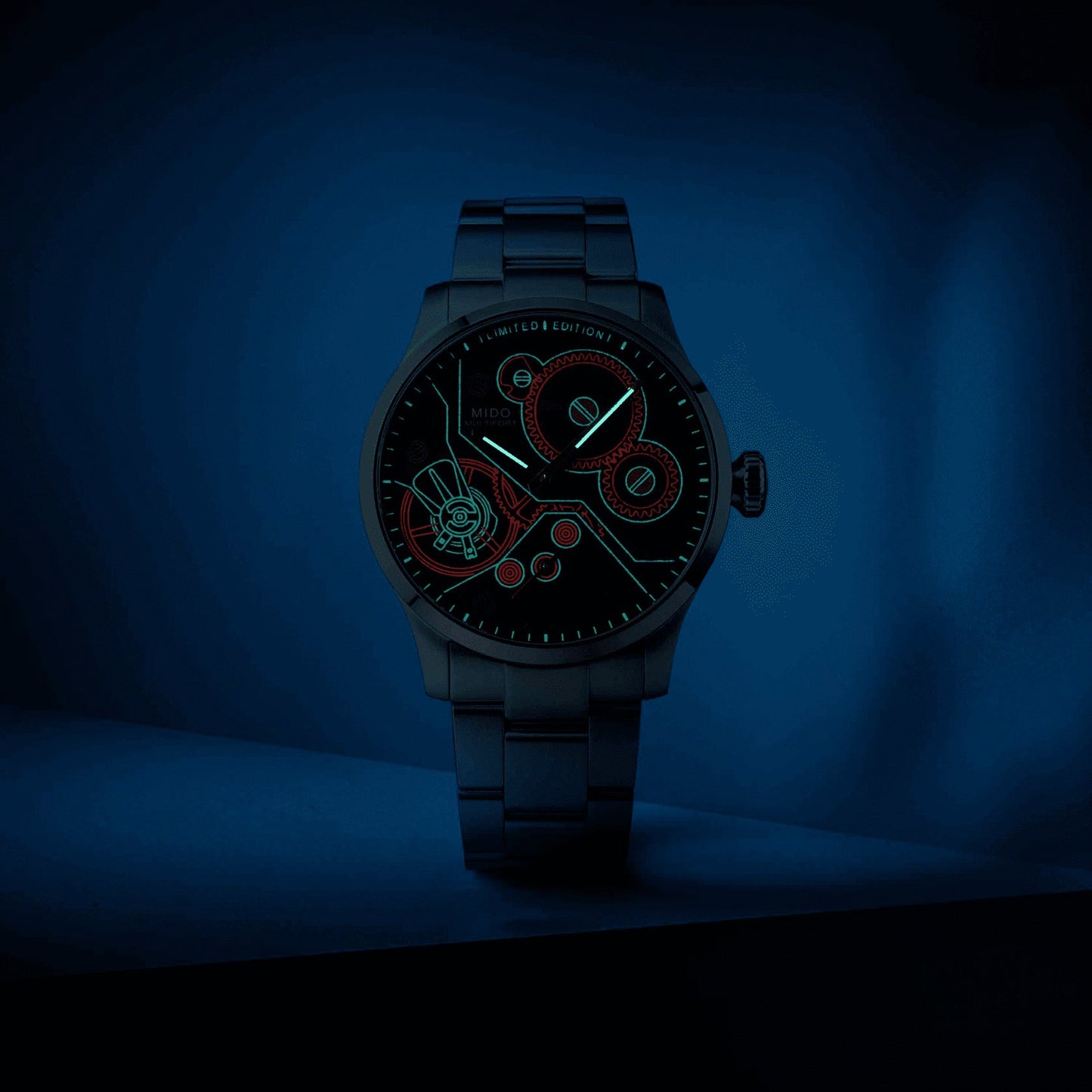 Mido Multifort mekanisk klocka Limited Edition 999 delar 44 mm antracit manuell uppdragning stål M038.605.11.060.00