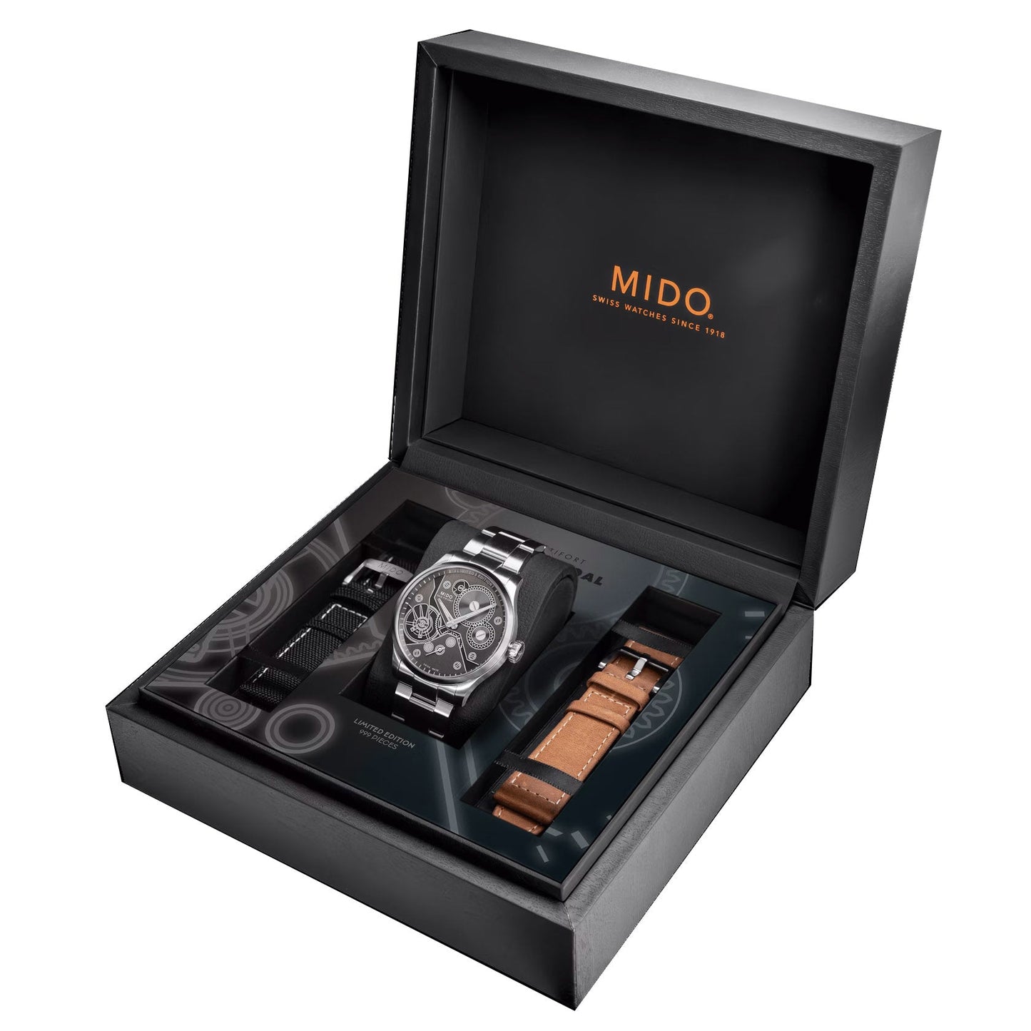 Mido Multifort mekanisk klocka Limited Edition 999 delar 44 mm antracit manuell uppdragning stål M038.605.11.060.00
