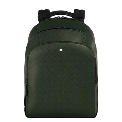 Montblanc zaino medio presenta tre scomparti in kaki con motivo geometrico e zip nere eleganti